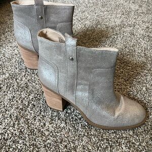 Silver Suede Ankle Boots